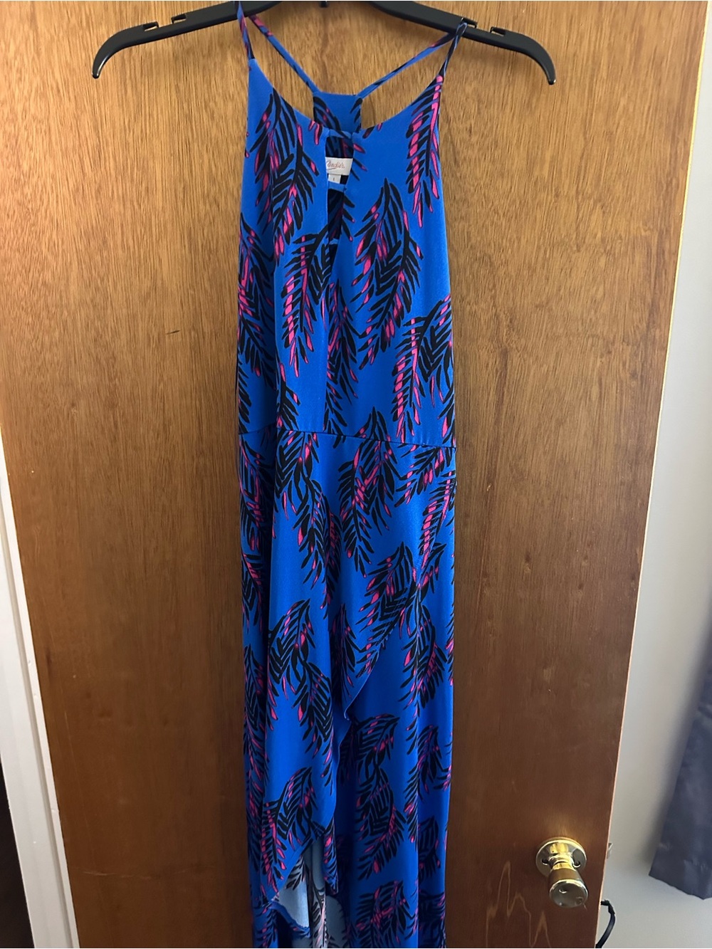 Bright Blue Tropical Print Maxi Dress